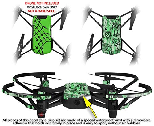 Skin Decal Wrap 2 Pack Compatible with DJI Ryze Tello Ripped Fishnets Green Drone NOT Included