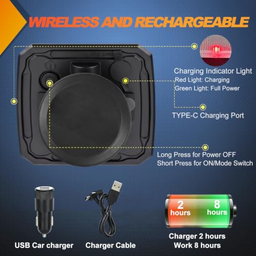Nilight Magnetic Strobe Lights 2PCS Amber White 12 LED Rechargeable - color: 12LED 18Modes Amber White