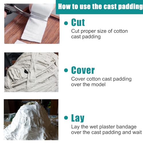 Cast Padding Soft Undercast Padding Roll Wrap 12PCS Individual Pack Cotton Padding Bandage Cast Supplies for Halloween Wrap Mask Making Bandage Art Project and Craft