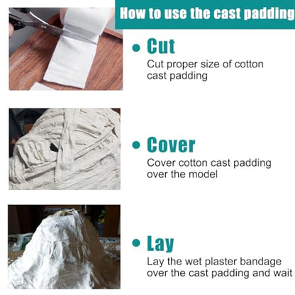 Cast Padding Soft Undercast Padding Roll Wrap 12PCS Individual Pack Cotton Padding Bandage Cast Supplies for Halloween Wrap Mask Making Bandage Art Project and Craft