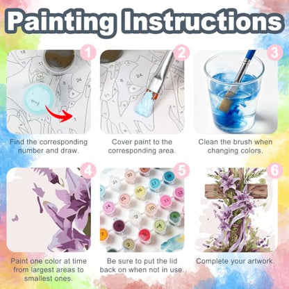 Kalonyth Cross Framed Paint by Numbers Kit for Adults Beginner 8x12 inch - color: Frame-OP-US12