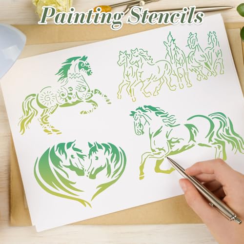 Horse Stencils for Crafts Reusable 15Pcs Art Painting Stencil - color: Horse