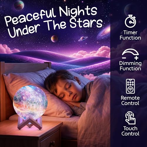 Mind-Glowing Galaxy Moon Lamp, 16 Colors, Touch/Remote Control (4.7 inch) - color: Galaxy, size: 4.7 Inch