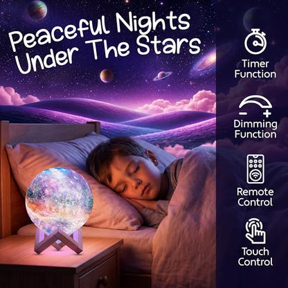 Mind-Glowing Galaxy Moon Lamp, 16 Colors, Touch/Remote Control (4.7 inch) - color: Galaxy, size: 4.7 Inch