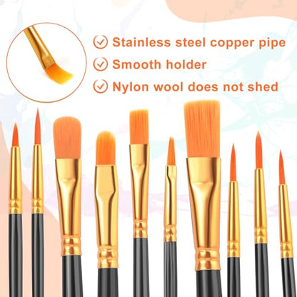 ESRICH 20PCS Paint Brushes, Paint Brush for Acrylic Painting - color: Black, size: 20