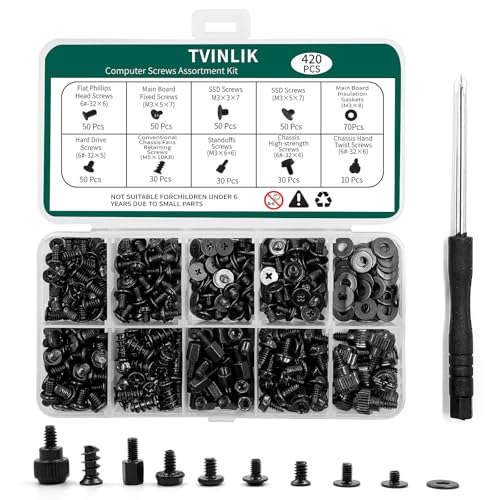 420PCS Computer Screw Kit, Motherboard Standoffs Assorted Screws