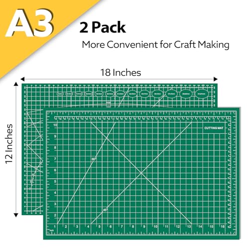 2 Packs Self Healing Cutting Mat Bulk 12"x18" Rotary Cutting Sewing Mats A3
