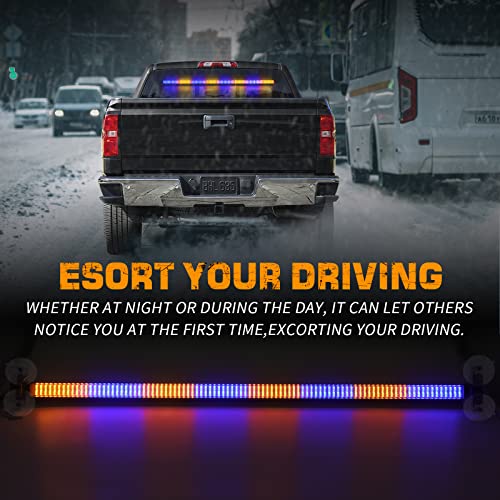 XRIDONSEN 35 inch Traffic Advisor Light Bar Amber Blue Emergency lights - color: Amber/Blue