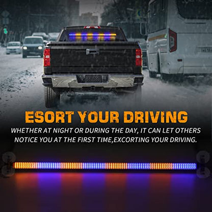 XRIDONSEN 35 inch Traffic Advisor Light Bar Amber Blue Emergency lights - color: Amber/Blue