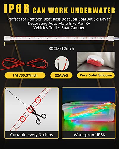 YM E-Bright Marine LED Navigation Light Strips, 12inch Red Green 12V 4PCS - color: 2 Pcs Green+2 Pcs Red, size: 12 inch