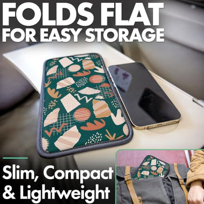 Flight Flap Airplane Phone Holder - Foldable Phone Stand for Plane Travel - color: Boho Green, size: Large