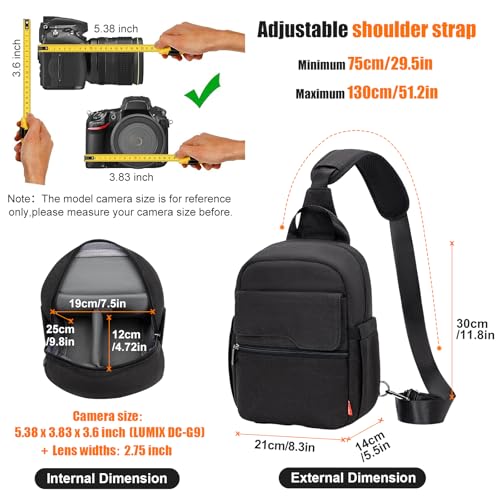 Cwatcun Large Camera Sling Bag, Crossbody Chest Bag with Tripod Holder - color: Black, size: Large