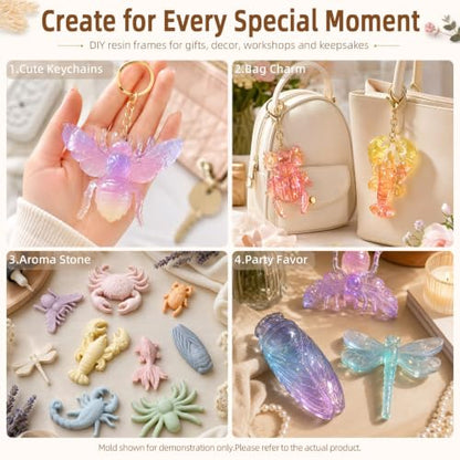 4 PCS Insect Silicone Resin Molds Set – 3D Bug Epoxy Casting Mold Kit - color: 4Pcs Insect Resin Molds