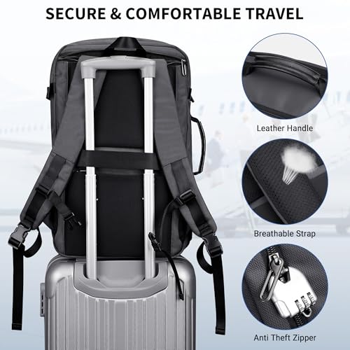 WITZMAN Travel Backpack for Men 35L TSA Friendly Flight Approved - color: Silvery Grey