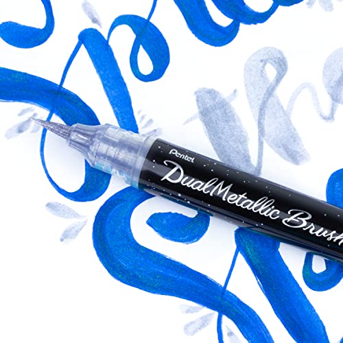 Pentel Arts DualMetallic Brush, Silver Ink (Pack of 2) - color: Silver, size: 1 Count (Pack of 2)