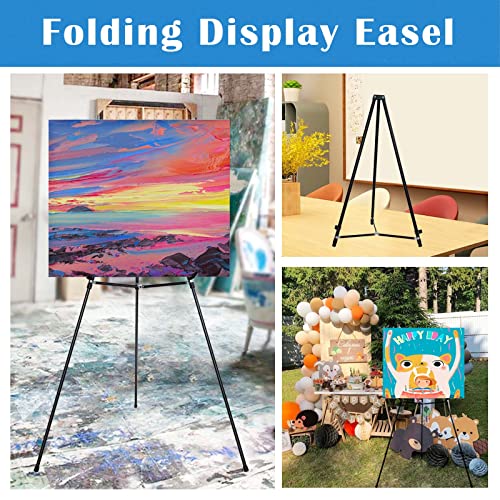 Falling in Art 63" High Black Aluminum Display Easel Stand, Up to 25lbs - style: Black-1 Pack