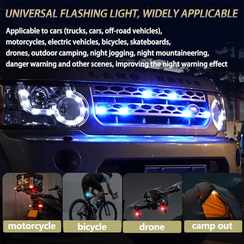 4PCS Wireless LED Strobe Lights with Remote Control 8-Color Warning Lights - color: 8 color - 4pcs