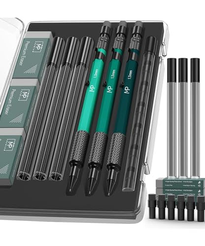 Mr. Pen- Metal Mechanical Pencil Set with Lead Refills & Erasers, 3 Pack