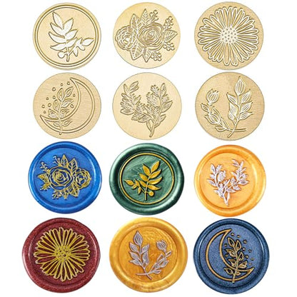 Yoption 6 Pcs Wax Seal Stamp Set, Botanical Eucalyptus Sealing Stamp Kit - color: Flower Set