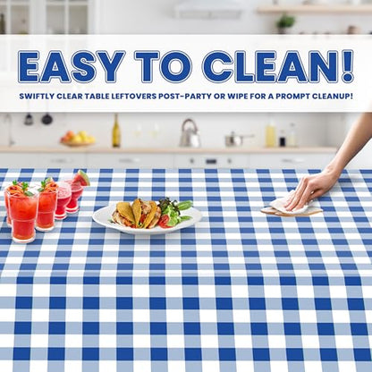 Grandipity Plastic Table Cloth Disposable 12 Pack 54” x 108” Rectangle - color: Blue Gingham Checkered, size: 54in. x 108in. Rectangle