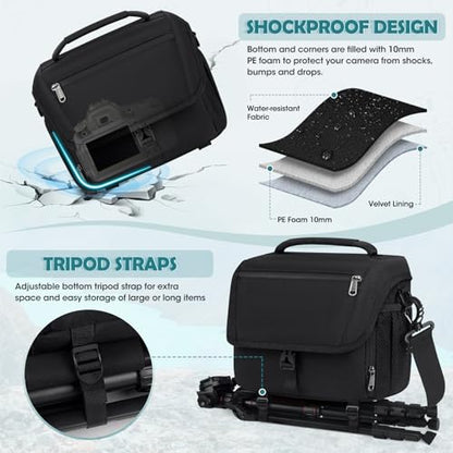 RAINSMORE Camera Bag, DSLR SLR Mirrorless Camera Case for Photographer - color: Black