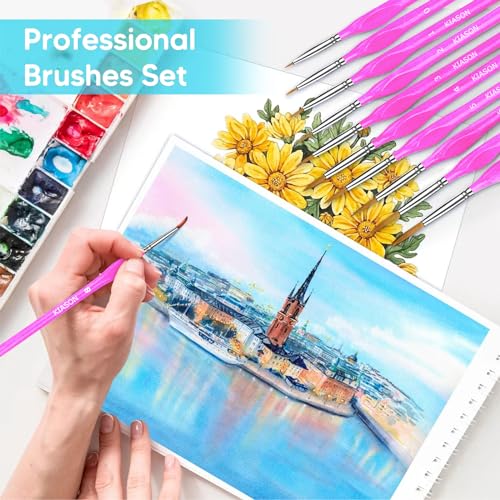 10Pcs Miniature Detail Paint Brushes Triangular Wood Handle Set - color: Magenta, size: 10