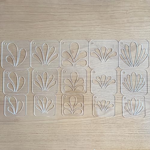 Mandala Stencils Set, 15 Piece Clear Acrylic Drawing Templates with Ring for Art, Painting, Dot Art
