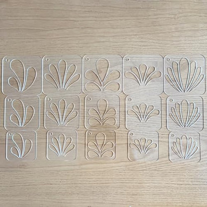Mandala Stencils Set, 15 Piece Clear Acrylic Drawing Templates with Ring for Art, Painting, Dot Art