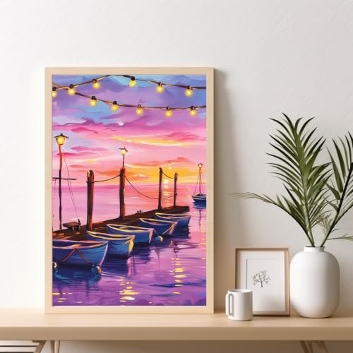 Kalonyth Boat Framed Paint by Numbers Kit for Adults Beginner 8x12 inch - color: Frame-OP-US02