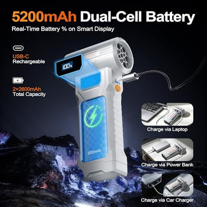 S7 Pro Compressed Air Duster, 150,000 RPM, Digital Display - color: Silver