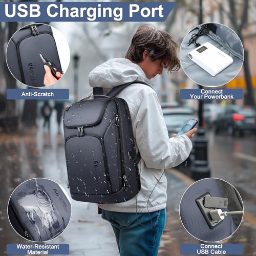 hk Business Smart Backpack for Men Anti-Theft for 17.3 Inch Laptop - color: Blue