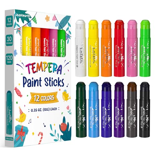 JUPITEARTH Paint Sticks for Kids 12 Colors, Fast-Drying, Smooth - color: 12 Classic Colors