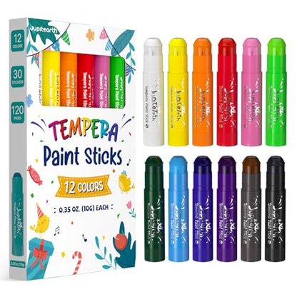 JUPITEARTH Paint Sticks for Kids 12 Colors, Fast-Drying, Smooth - color: 12 Classic Colors