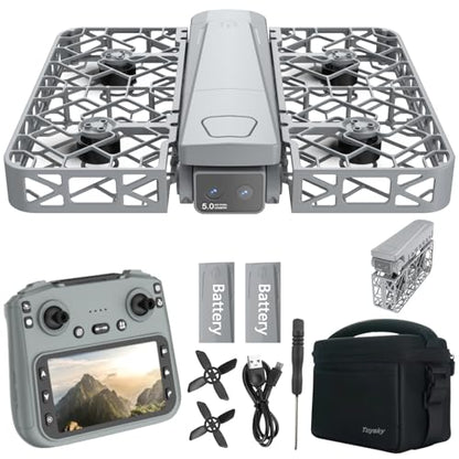 2K Dual Camera Drone with 4.5" LCD Screen Remote (No Phone Needed), Brushless Motor FPV Quadcopter, Under 249g Mini Drone, Foldable Design, 2 Batteries, Optical Flow Stable Hover, Portable for Adults