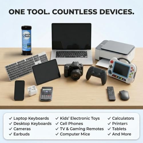 Germ Geek Keyboard & Electronics Cleaning Kit | Patented Precision Brush | Multi-Purpose Tool for Laptop Phone & AirPods | USA-Made, Eco-Friendly & Safe Computer Cleaner - size: 1