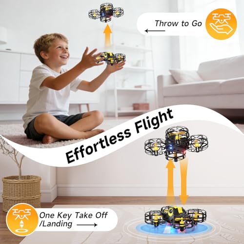 4DRC V18 Mini Kids Drone, Beginner RC Quadcopter with 2 Control Methods, Headless Mode, Auto Hover, 3D Flips, LED Lights, 3 Speeds, 2 Batteries, Fly Toy Gift for Boys