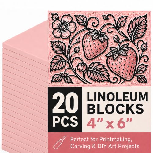 Bobblebro 20 PCS 4"x6" Soft Linoleum Blocks for Printmaking & Stamp Making - style: 4X6-20PCS