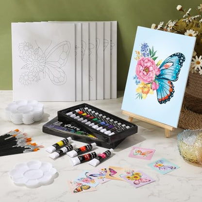 Cholemy 36 Pcs Paint and Sip Kit Gift for Adults 8''x10'',Butterfly - style: Butterfly