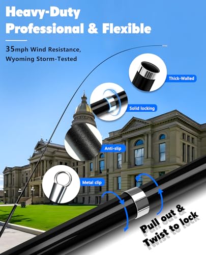 Telescoping Windsock Pole 8 FT – 3-Section Fiberglass Wind Sock Pole - size: 8 feet