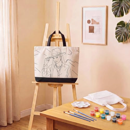 Locmeo 10 Set Paint and Sip Canvas Bags Pre Drawn Kit,Couples - style: Couples