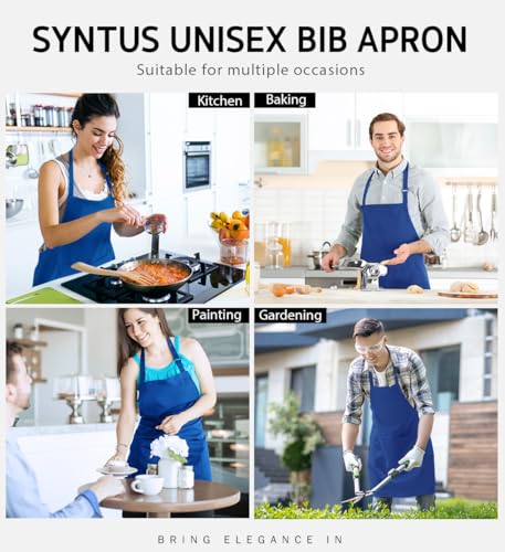 Syntus Apron for Men Women, Adjustable Cooking Kitchen Apron with 2 Pockets - color: Blue, style: 2 Polyester
