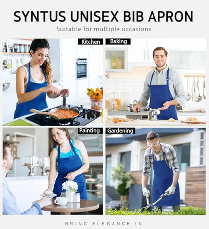 Syntus Apron for Men Women, Adjustable Cooking Kitchen Apron with 2 Pockets - color: Blue, style: 2 Polyester