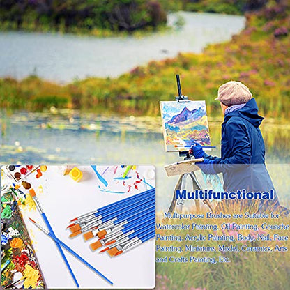 DECYOOL Paint Brushes 100 Pcs Small Round Flat Bulk for Detail Painting - style: Mix(50Flat +50Round)