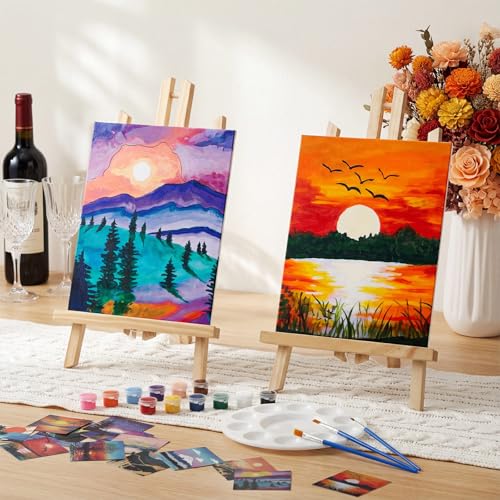 AmazingSpark 16 Pcs Pre Drawn Canvas to Paint for Adults Mountains Lakes - style: Mountains Lakes