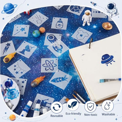 Fainne 100 Pcs 1.5 Inch Space Theme Small Stencils for Crafts - style: Space