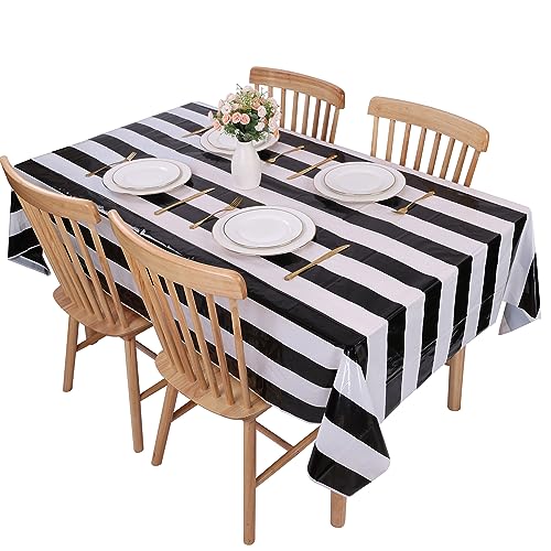 Kesfey Black Striped Tablecloth Picnic Vertical Stripe Table Cover 3 Packs - color: Black Vertical Striped