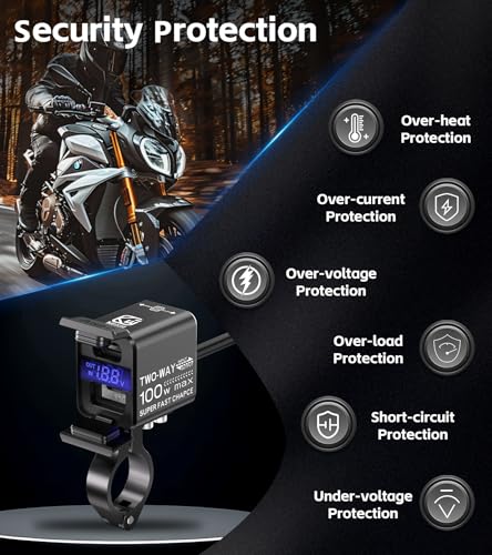 Kewig Motorcycle Battery Charger, USB Charger 100W Fast Two-Way Charging