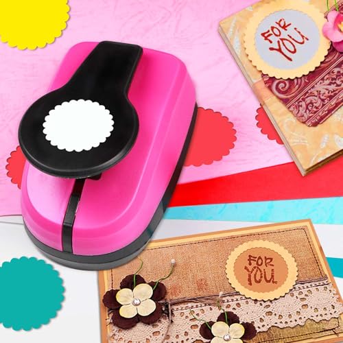 Circle Paper Punches, 1.97 in Scalloped Circle Hole Puncher for Paper Craft - style: Scalloped Circle