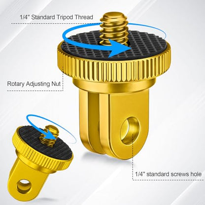 Frienda 4 Pcs Tripod Adapter Compatible with Gopro 1/4-20, Gold - color: Gold