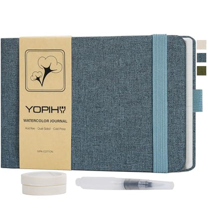 Yopih Artists Premium Linen Watercolor Sketchbook 5.5 x 8.2 in Navy - color: Navy, size: 5.5x8.2in